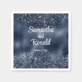 Guardanapo De Papel Faux Dark Blue Glitter e Foil Weding