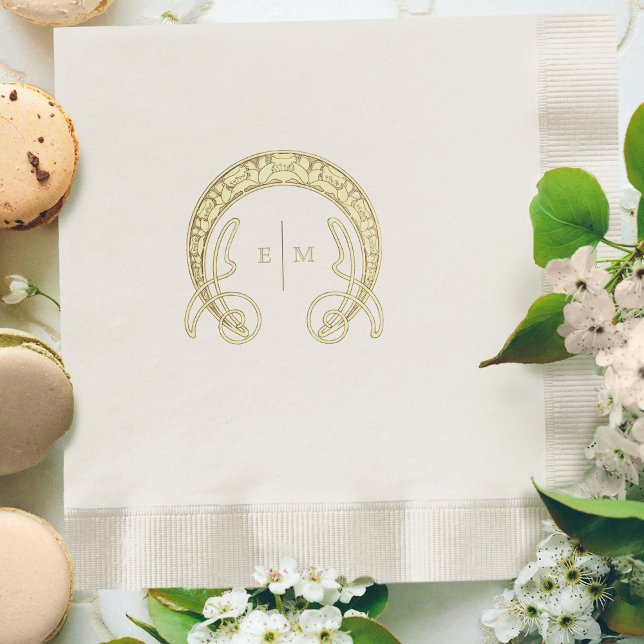 Guardanapo De Papel Faux Dourado Art Nouveau Mucha Monograma Mesa inic (Criador carregado)