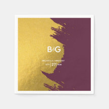 Faux Dourado Burgundy, Casamento Monograma