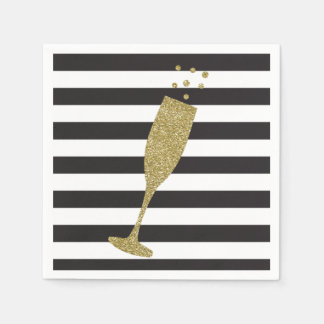 Guardanapo De Papel Faux Glitter Champagne Flute Chic Paper Napkins