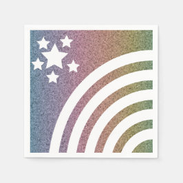 Guardanapo De Papel Faux Glitter Rainbow Stripes Stars Unicorn Party
