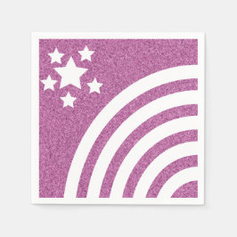 Guardanapo De Papel Faux Glitter Rainbow Stripes Stars Unicorn Party