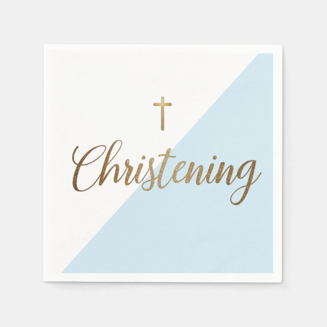 Guardanapo De Papel Faux gold blue Baby Boy Christening (Frente)