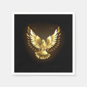 Guardanapo De Papel Faux Gold Foil Peace Dove em Preto