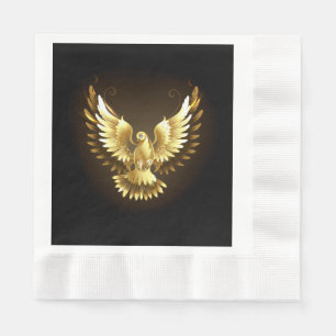 Guardanapo De Papel Faux Gold Foil Peace Dove em Preto