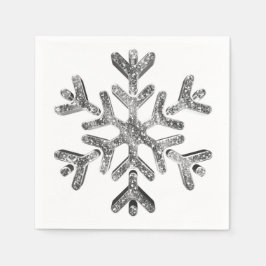 Guardanapo De Papel Faux Silver Diamantes Elegante Fnowflake Natal