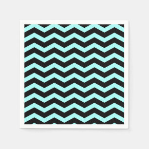Guardanapo De Papel Faux Teal "Azul Claro" Folha Preta Chevron Zig Zag