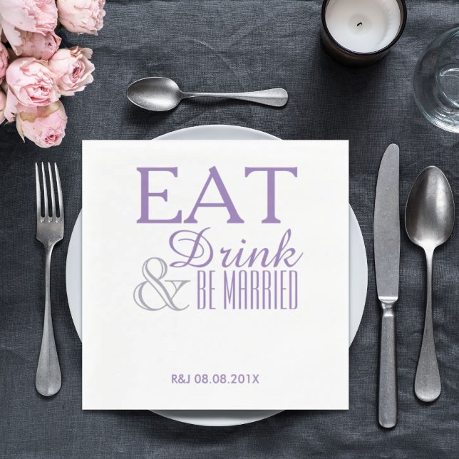 Guardanapo De Papel favela do casamento lilac roxo do pastel elegante  (modern elegant pastel lilac purple wedding favor paper napkins)