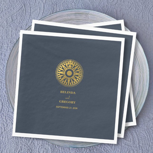 Guardanapo De Papel Favor de Casamento de Passaporte de Destino Compas (Destination Wedding Passport Compass Wedding Favor Napkins)