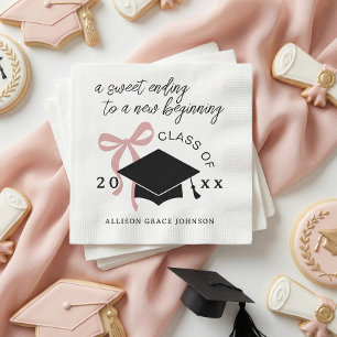 Guardanapo De Papel Favor de Festa de Formatura com Laço Rosa