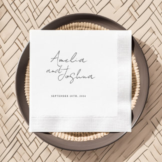 Guardanapo De Papel Favoritos Contemporâneos do Casamento Negro