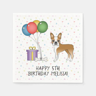 Guardanapo De Papel Fawn E White Boston Terrier Cachorro Cugado - Aniv