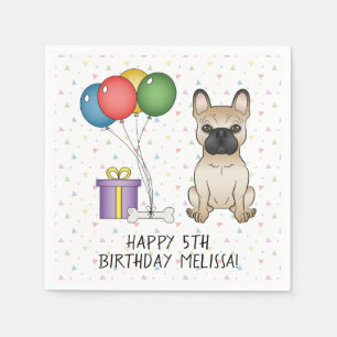Guardanapo De Papel Fawn French Bulldog Cartoon Dog - Aniversário