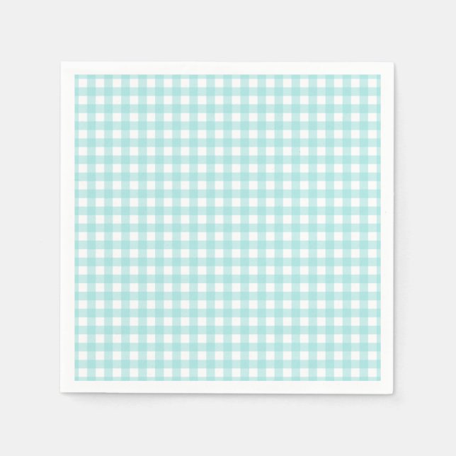 Guardanapo De Papel Faye e Lauren Aqua Blue Gingham Paper (Frente)