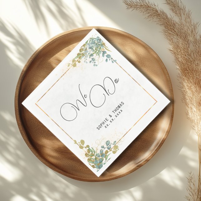Guardanapo De Papel Fazemos casamento verde e dourado com a água do eu (Criador carregado)