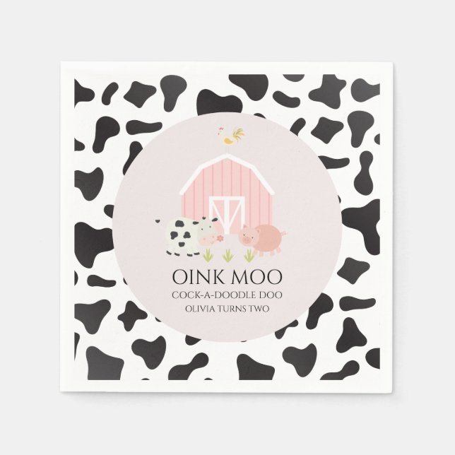 Guardanapo De Papel Fazenda Animal Celebração de Aniversário Impressão (Frente)