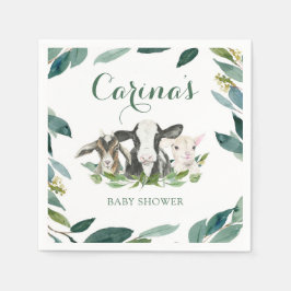 Guardanapo De Papel Fazenda Animal Greenery Boy Chá de fraldas Napkins