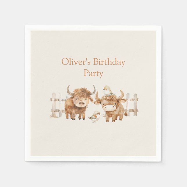 Guardanapo De Papel Fazenda bonitinha considerada Festa de aniversário (Frente)