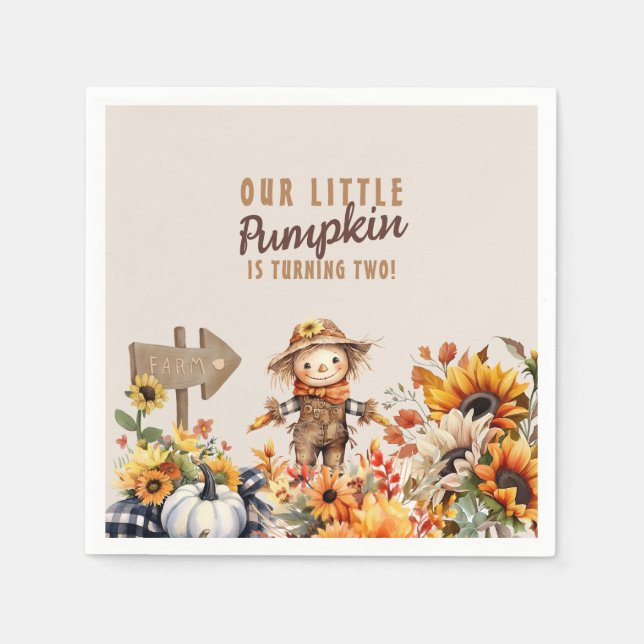 Guardanapo De Papel Fazenda de abóbora Aniversário do Girassol (Frente)