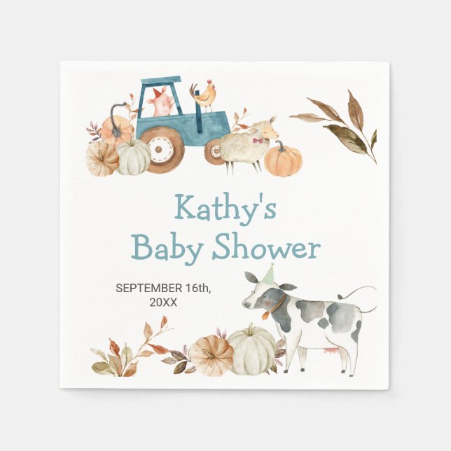 Guardanapo De Papel Fazenda de Abóbora Trator Animal Floral Napkins (Frente)
