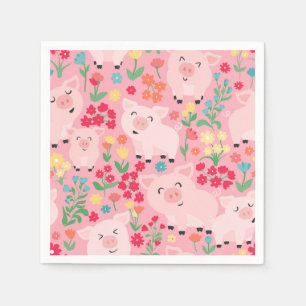 Guardanapo De Papel Fazenda De Suíno Floral Adorável