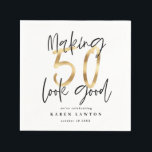 Guardanapo De Papel Fazer 50 parece boa festa de aniversário de ouro<br><div class="desc">Fazer 50 parece bom efeito ouro,  guardanapos festas de aniversário. Parte de uma coleção.</div>