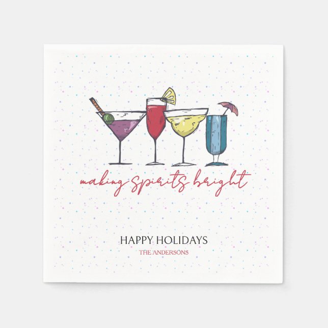 Guardanapo De Papel Fazer Spira Feriado Brilhante Festa Cocktail (Frente)
