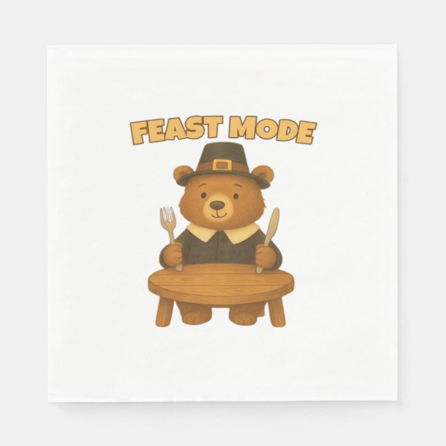 Guardanapo De Papel Feast Mode Thankgiving Turkey - Cute Pilgrim Turke (Frente)