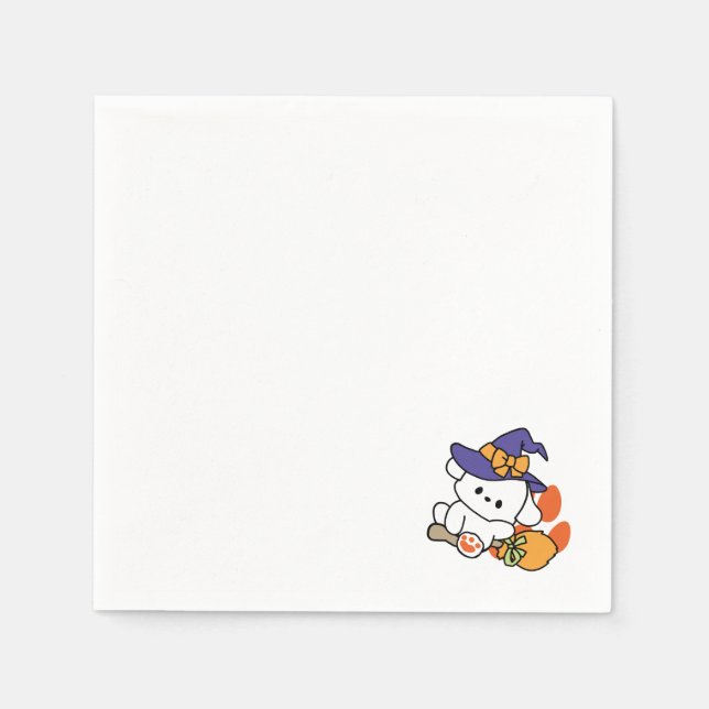 Guardanapo De Papel Feiticeira de pata no treinamento - Cão de Hallowe (Frente)