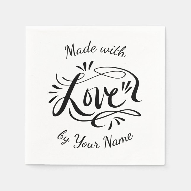 Guardanapo De Papel Feito sob medida com amor, festa elegante com letr (Frente)