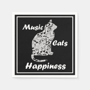 Guardanapo De Papel Felicidade dos Gatos de Música - Citação de Amante