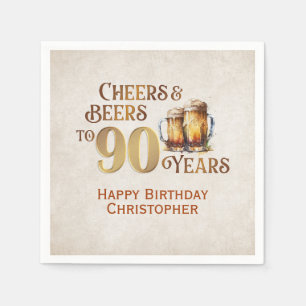 Guardanapo De Papel Felicidades e Cervejas 90 Birthday