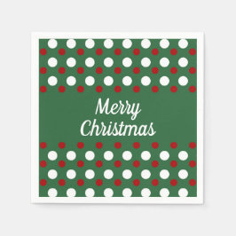 Guardanapo De Papel Felicidades Natal Férias Verde Vermelho Bolinhas 