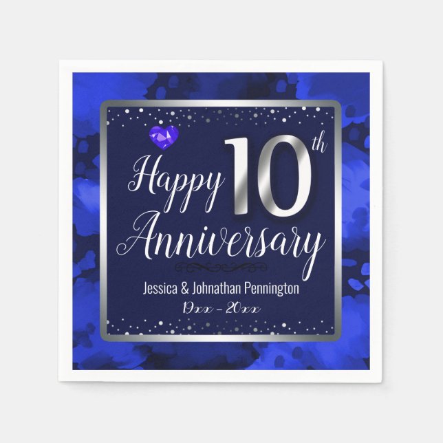 Guardanapo De Papel Feliz 10º aniversário de casamento (Frente)