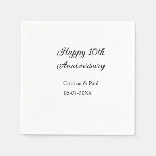 Guardanapo De Papel Feliz 10º aniversário, simples nome de casamento m