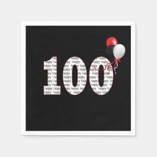 Guardanapo De Papel Feliz 100º aniversário em Nápoles Negras