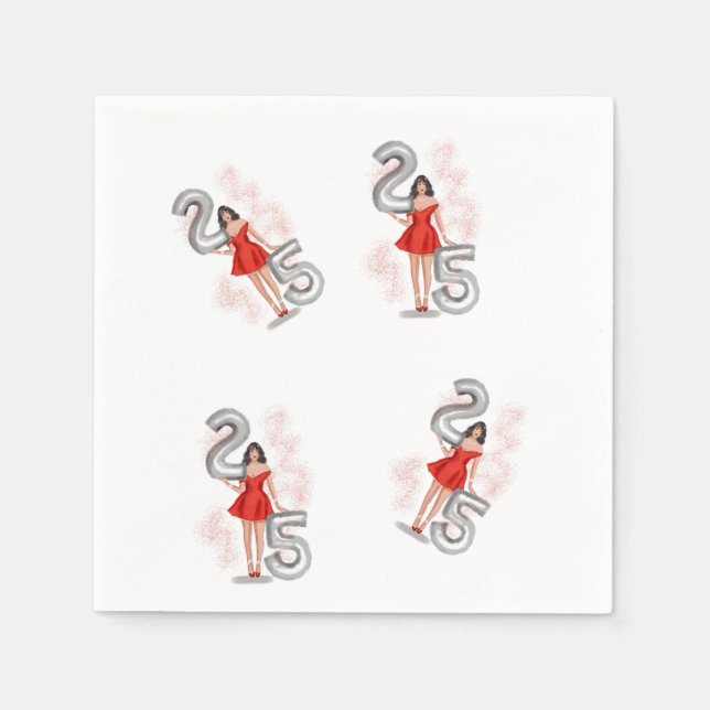 Guardanapo De Papel Feliz 25, ilustração (Frente)