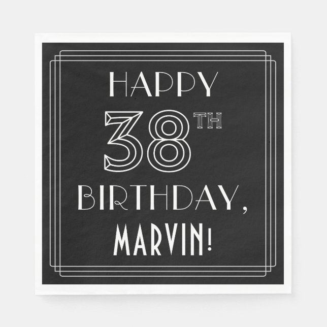 Guardanapo De Papel FELIZ 38.º ANIVERSÁRIO; Estilo de Deco de Arte; No (Frente)