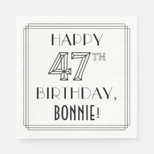 Guardanapo De Papel FELIZ 47.O ANIVERSÁRIO; Estilo de Deco de Arte; No