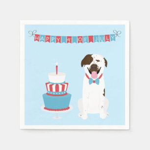Guardanapo De Papel Feliz 4 de julho Cachorro Vermelho Azul
