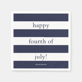 Guardanapo De Papel Feliz 4 de julho com nomes e faixas azuis
