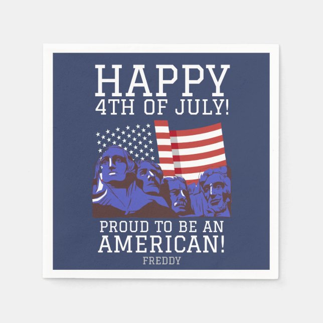 Guardanapo De Papel Feliz 4 de julho Festa do Dia da Independência (Frente)
