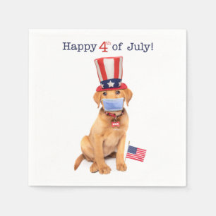 Guardanapo De Papel Feliz 4 de julho, Puppy in Face Mask