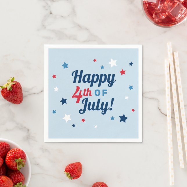 Guardanapo De Papel Feliz 4 de julho Vermelho Branco e Azul Patriótico (Insitu)