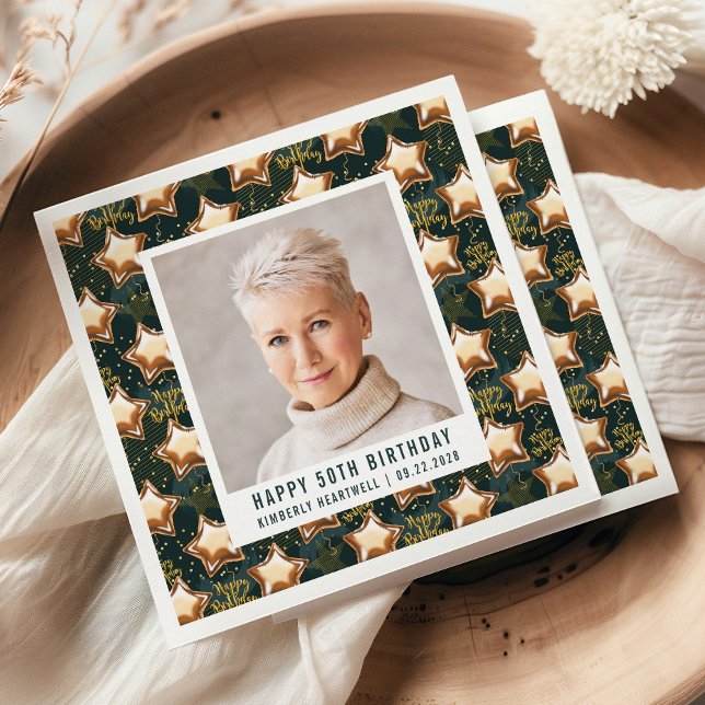 Guardanapo De Papel Feliz 50º aniversário Foto Glam Star Balões (Criador carregado)