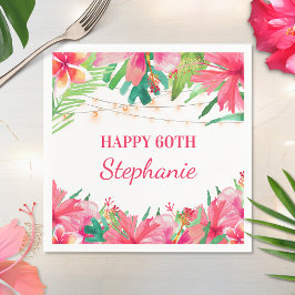 Guardanapo De Papel Feliz 60º Aniversário Corda Tropical Light Hawaiia