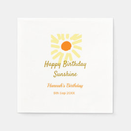 Guardanapo De Papel Feliz aniversário amarelo sol laranja aniversário 