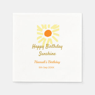 Guardanapo De Papel Feliz aniversário amarelo sol laranja aniversário
