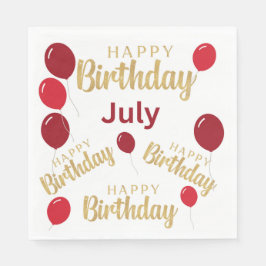 Guardanapo De Papel Feliz aniversário aniversários de julho Papanicola