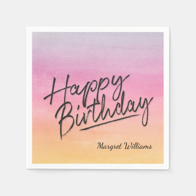 Guardanapo De Papel Feliz Aniversário, arco-íris (Frente)